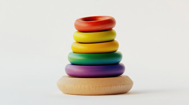 Colorful wooden rings stacked on a base (3)