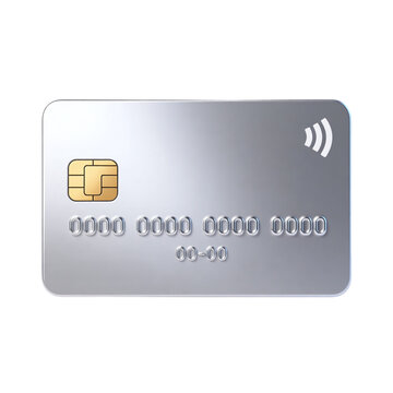 Silver Plain Blank Credit Card EMV Chip Contactless Payment 3D Render Icon Illustration Cute Cartoon Style