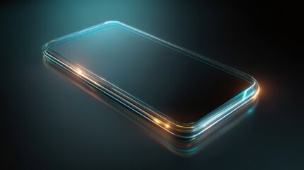 Abstract smart phone screen with blue and orange light streak effect. Communication, digital data, and telecommunication concept.