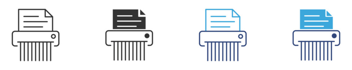 Shredder paper icon set, vector illustration . 