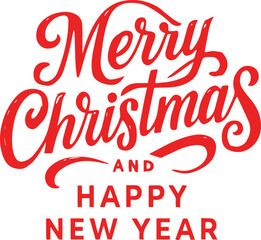 Merry Christmas and Happy New Year Hand-Lettered Greeting