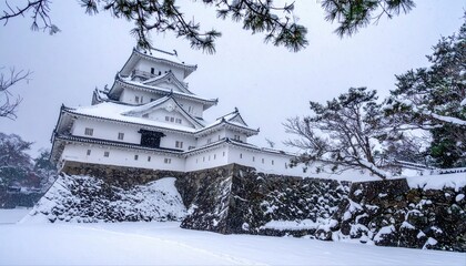 雪景色に包まれた城