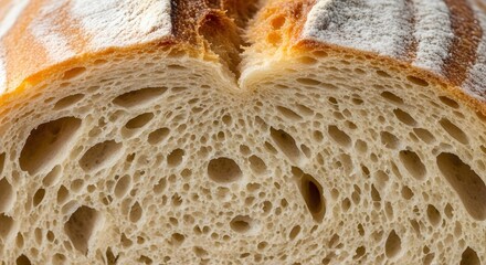 Sliced bread on a wooden table closeup with texture and grain details