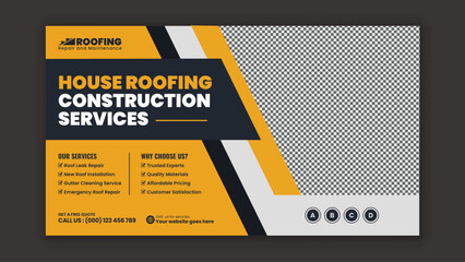 Residential Home Renovation and Repair Services Web Banner Template for Interior Upgrade, Flooring, Bathroom, Kitchen, and Property Restoration