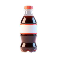 Soft Drink Bottle with Blank Label 3D Render Icon Illustration Cute Cartoon Style Plastic Beverage