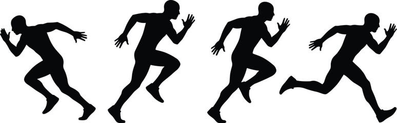 Sprinting Athletes Silhouette Vector