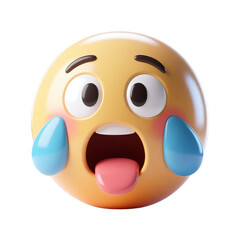 Thirsty Face Emoji Exhausted Tongue Out Sweat Drops 3D Render Icon Illustration Cute Cartoon Style