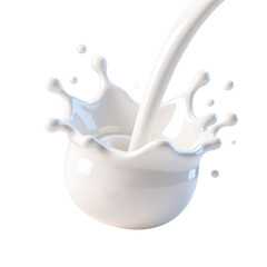 White Milk Splash Pouring Stream Dynamic Liquid Realistic 3D Render Icon Illustration Cute Cartoon Style