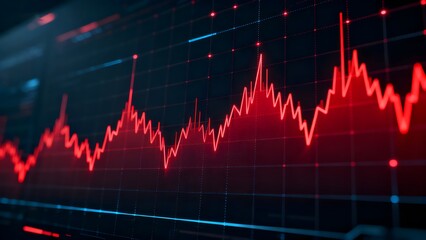Financial data graph with red trend line