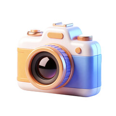 Cute Cartoon Style Vintage Photo Camera Equipment Device 3D Render Icon Illustration Design Object