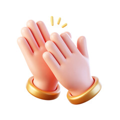 Clapping Hands Gesture Applause Success Celebration 3D Render Icon Illustration Cute Cartoon Style