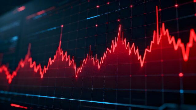 Financial data graph with red trend line
