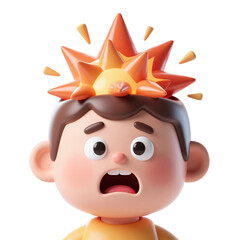 Mind Blown Expression with Explosion in the Head 3D Render Icon Illustration Cute Cartoon Style