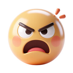 Very Angry Emoji Face Red Rage 3D Render Icon Illustration Cute Cartoon Style Social Media Communication