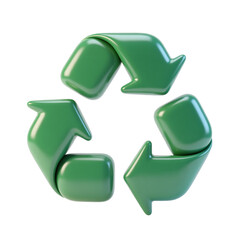 Environment Sustainability Recycling Arrow Symbol Green Glossy 3D Render Icon Illustration Cute Cartoon Style