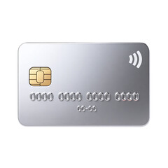 Silver Plain Blank Credit Card with Chip and Contactless Symbol 3D Render Icon Illustration Cute Cartoon Style