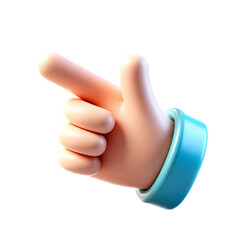 Cute Cartoon Style 3D Render Icon Illustration Hand Pointing Index Finger Direction Symbol