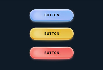 Neon Light button, frame label, event bar casino, buttons with color. Vector illustration. 3d vector glass glowing