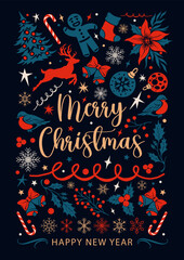 Christmas design with holiday symbols