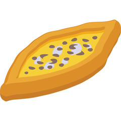 Traditional Turkish Pide Bread with Cheese and Olives on a Transparent Background