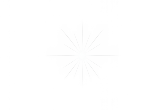 White light lens flare or star burst effect radiating bright rays on transparent background for glow or shine concepts