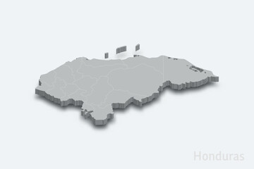 Honduras 3d map with borders regions