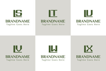 Letters LS LT LU LV LW LX Monogram Logo, for SL TL UL VL WL XL initials