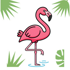 Fototapeta premium An adorable yellow rubber duck with a cute red bow, a classic children's bath toy illustration isolated on a white background