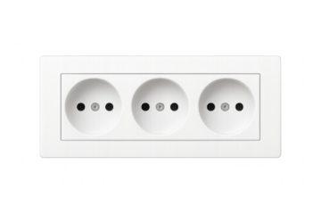 Triple european power outlet providing electricity and energy