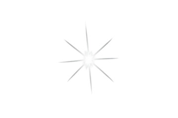 Bright glowing star light flare with sparkling effect, white illumination creating abstract transparent background element