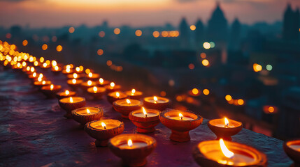 The Illuminated Festival of Lights showcases Traditional Diyas at Dusk, creating warmth and joy