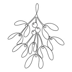 Mistletoe Continuous Line Vector Illustration