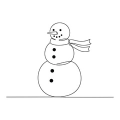 Snowman Continuous Line Vector Illustration
