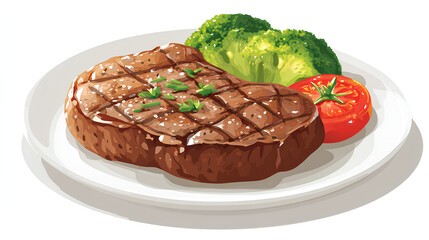 Chocolate cake on a white plate with dessert and meal elements