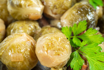 choux de Bruxelles cuisinés, petits morceaux de lard