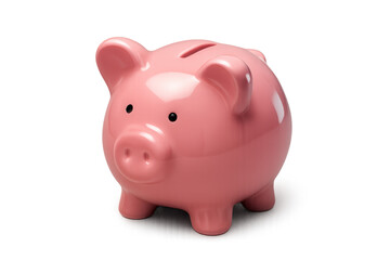 Pink piggy bank saving money concept transparent background