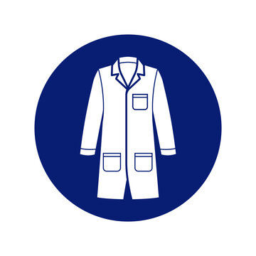 classic protective lab laboratory coat clothing required work site symbol sign in blue circle symbol vector isolated on transparent background