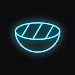 Neon sign depicting a half watermelon, illuminated against a dark backdrop, representing summer refreshments and tropical vibes