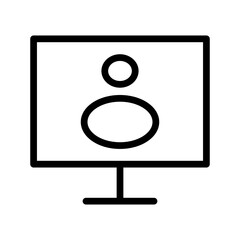 User profile on computer screen icon, online account monitor outline