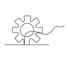 Setting icon  continuous one line drawing  outline vector illustration Single line gear icon. Vector illustration 