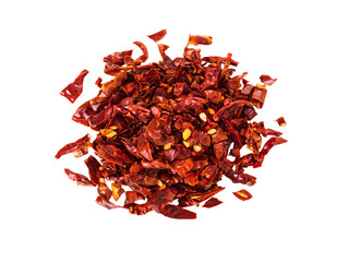 Obraz premium Close-up of dried red chili flakes on transparent background