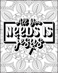 Bible Verse Quote Coloring Page for Adults. Bible Quote Mandala Coloring Page