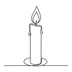 Continuous line drawing of candle. Candle one line icon. Editable stroke