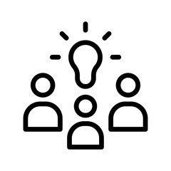  Team brainstorming icon, group idea innovation outline