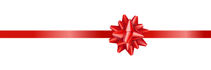 Realistic red bow and ribbon vector