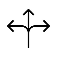Multi direction arrows icon, split path routing decision outline