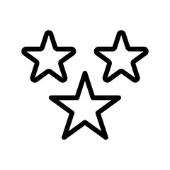 Three star rating icon, quality review outline