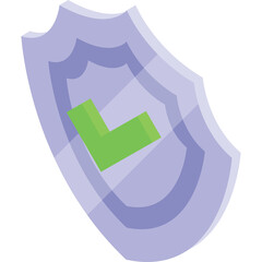 Transparent Shield with Green Check Mark Symbol Isolated on White Background for Security and Protection Concept