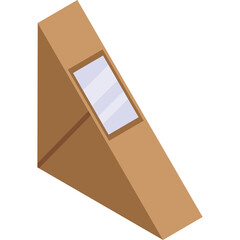 Triangular Cardboard Sandwich Box With Clear Window Packaging For Takeaway Food And Snacks On Transparent Background
