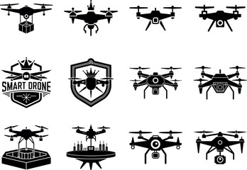 Drone Icons Collection for Delivery Technology and Aerial Design
